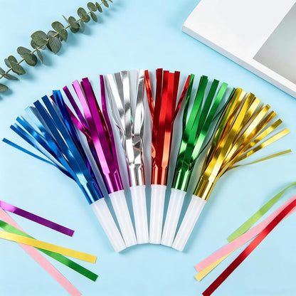 30 PCS Fringed Glitter Party Blowers, Funny Birthday Noise Makers Colorful Horns Whistles for Kids Adults Carnival Birthday Party Graduations Party Celebration Supplies