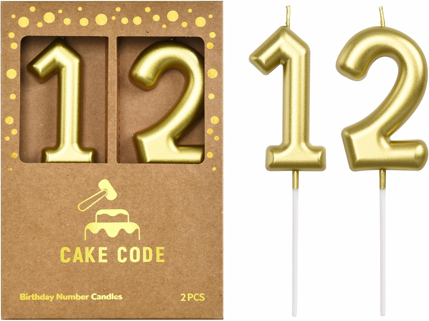 2.76 Inch Classical Gold 5 Number Birthday Candles, Gold Number Candles, Cake Number Candles, Party Celebration