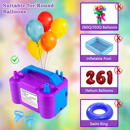 QIPUMP Balloon Pump Electric,110V 600W Balloon Blower Inflator Dual Nozzle Air Pump Balloons Inflator for Decoration, Party, Sport,Gifts:2 Balloon Tying Tools