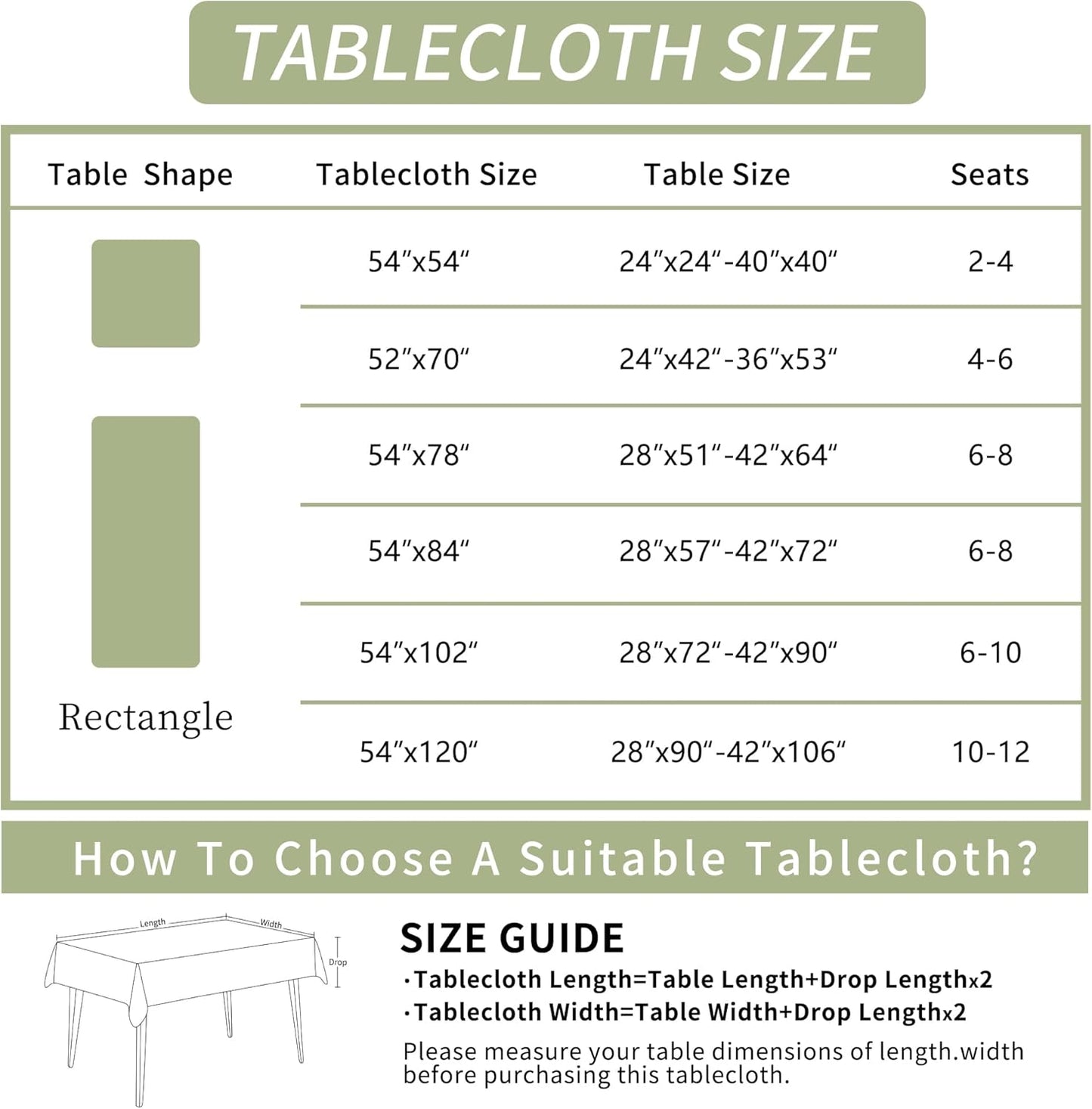 Rectangle Table Cloth,100% Waterproof Tablecloth Oil Proof Spill Proof Vinyl Table Cloth, Wipe Clean Plastic Table Cover for Dining, Camping, Indoor and Outdoor 52" x 70",Leaves