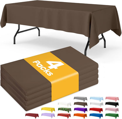 Niuara White Plastic Table Cloth - 4 Pack 54" × 108" Rectangle Disposable Tablecloths for 6FT Tables, Table Cover for Party, Holiday & Gathering Use