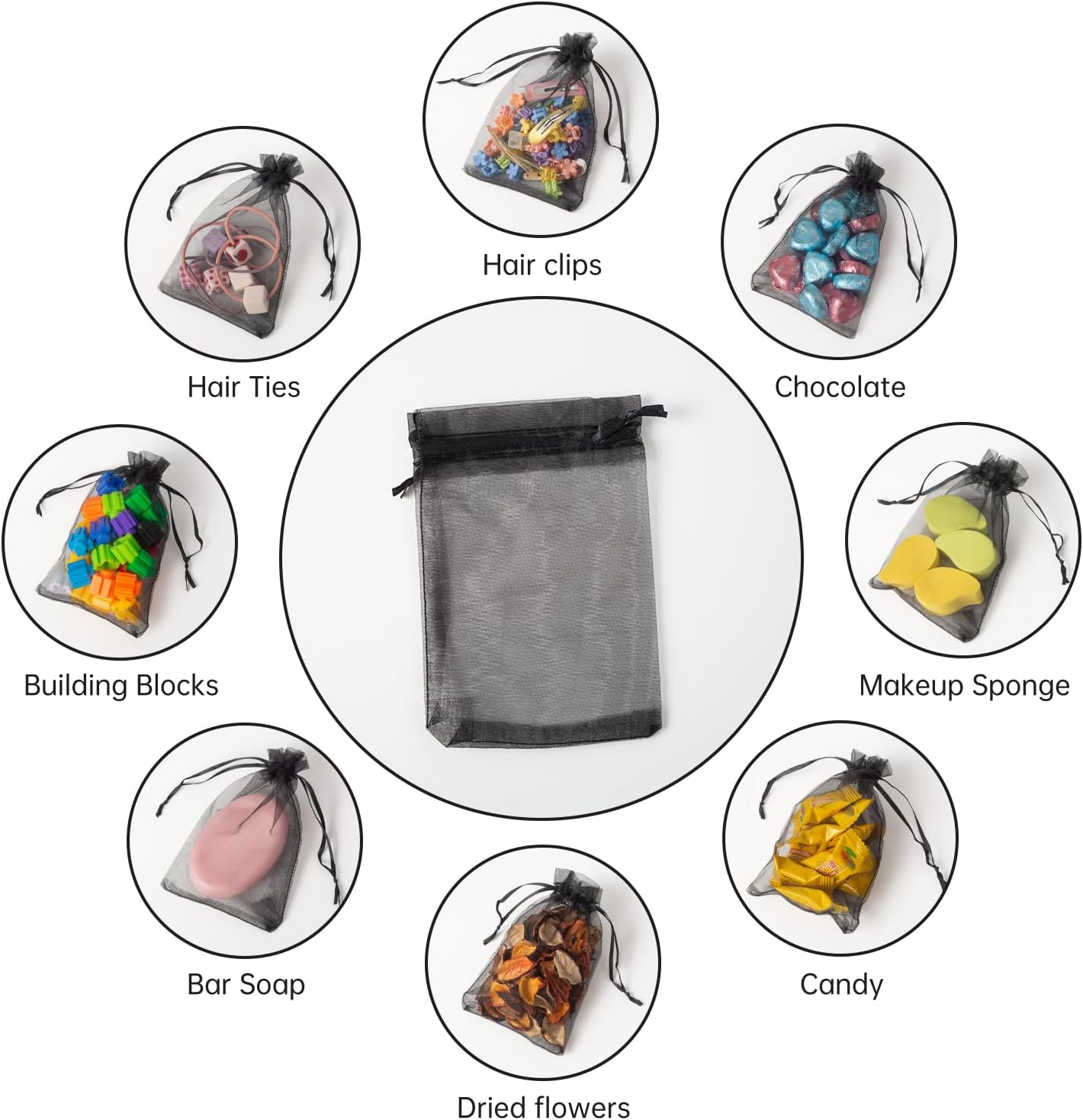 100PCS White Organza Bags, 4x6 Inch Small Mesh Bags Drawstring, Jewelry Gift Bags for Easter, Party, Festival, Bathroom Soaps, Makeup