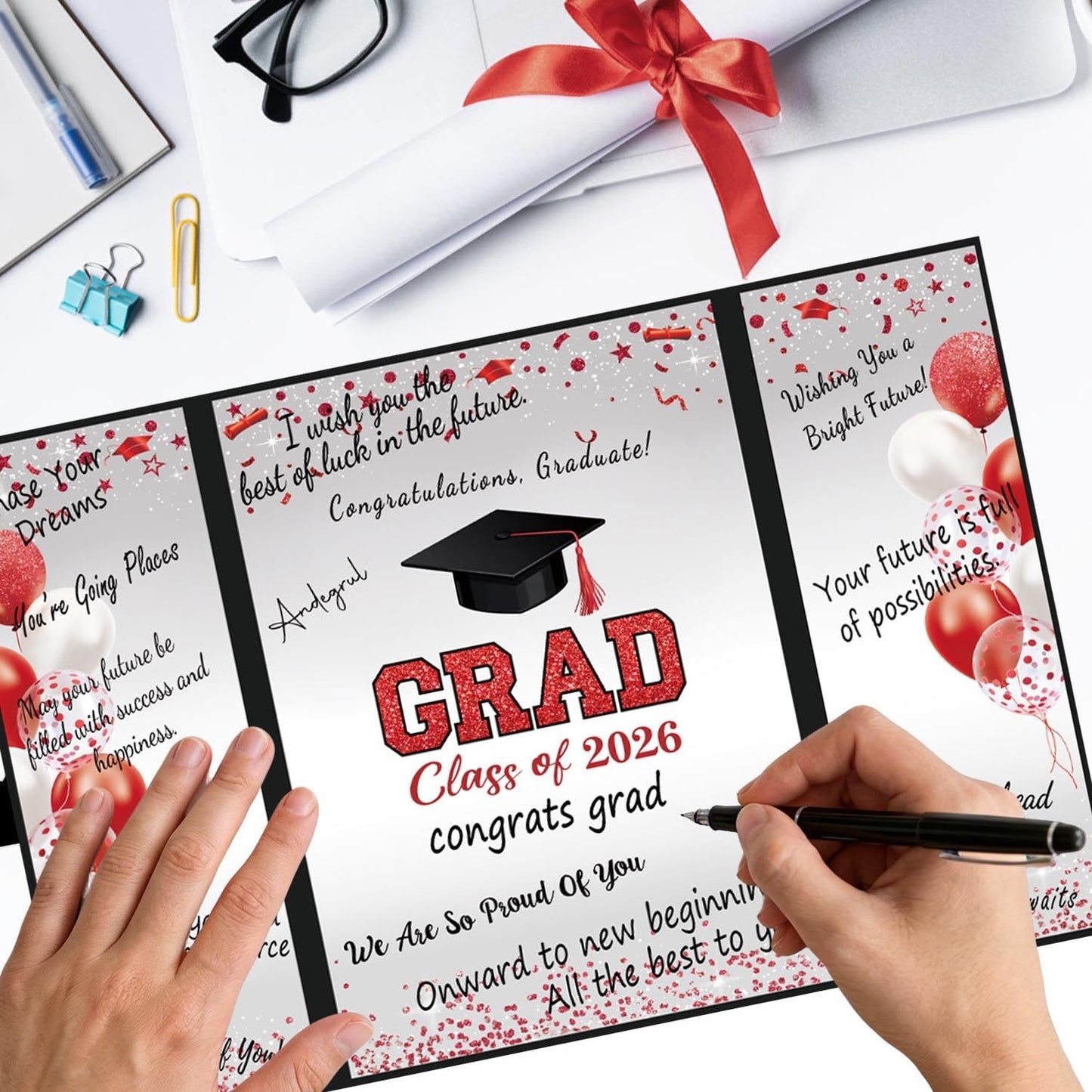 QIYANPAX Graduation Guest Book 2026, Blue and Gold Graduation Decorations Class of 2026, Graduation Signature Book, Congrats Grad Guest Book Alternative, Unique Graduation Gifts
