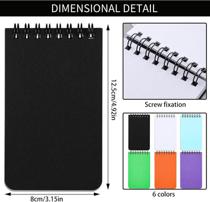QiCheng 6pack Pocket Notebook Small Notepad Pocket Notepad Small Spiral Notebooks 3X5Inches (6)