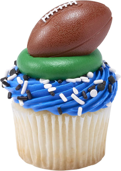 DECOPAC 3D Football Rings, Cupcake Decorations, Food Safe Cake Toppers – 24 Pack