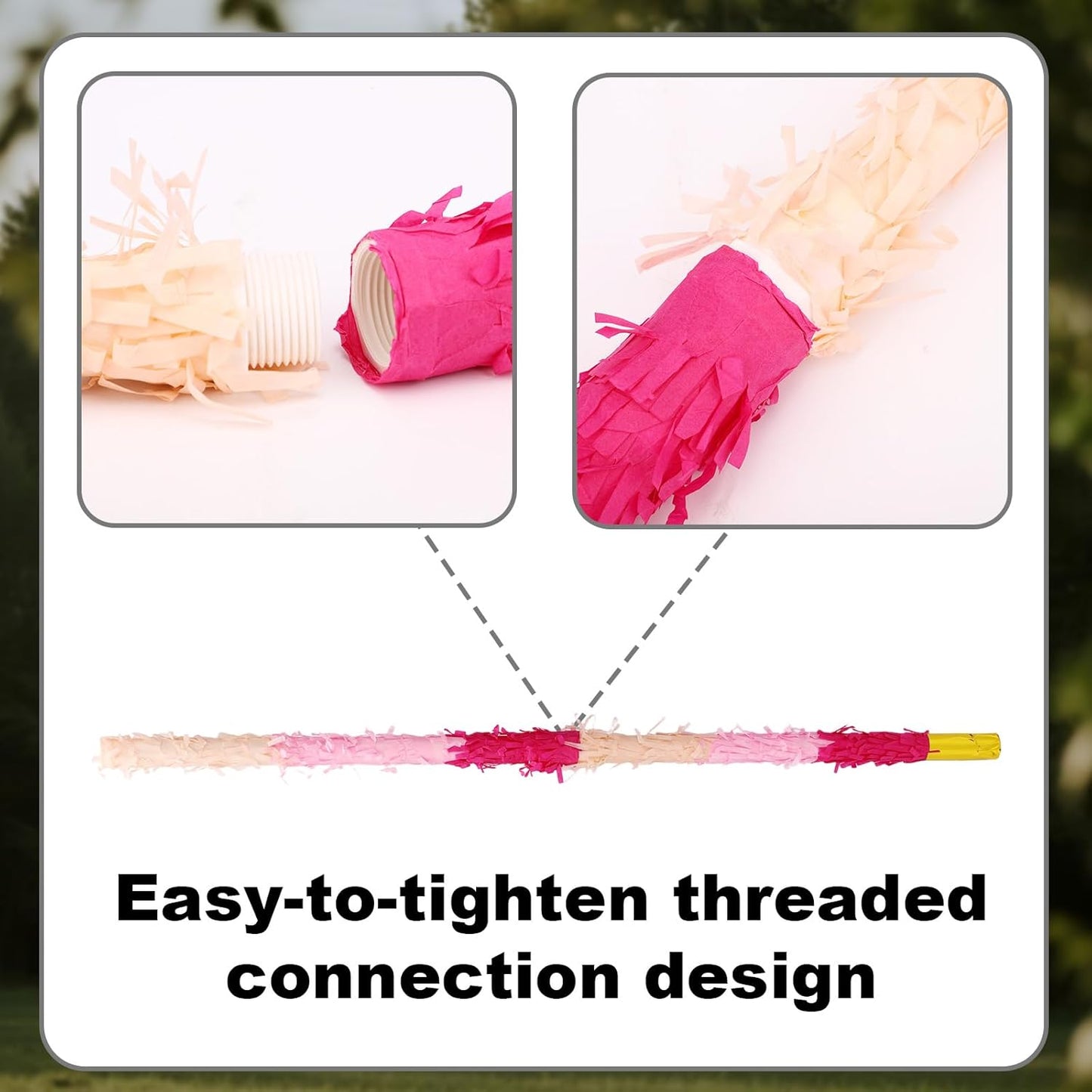 Pinata Sticks Set, 76cm/29.92in Sturdy Pink Pinata Stick with Blindfold Rope & Confetti for Kids Adults Themed Party Fun and Delight