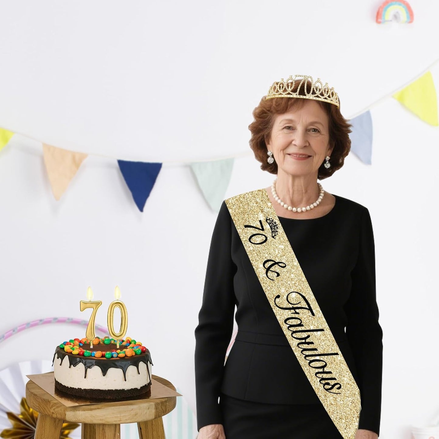 21st Birthday Decorations for Her with 21st Birthday Sash and Crown, Candles Gold, Gifts for 21 Year Old Girls