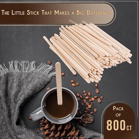 Perfect Stix Premium Wooden Coffee Stirrer Sticks, Thick Birch Wood 1000 Count, 5.5" Inches. Eco-Friendly Wooden Stirrers (5.5Inches / 1000PC)
