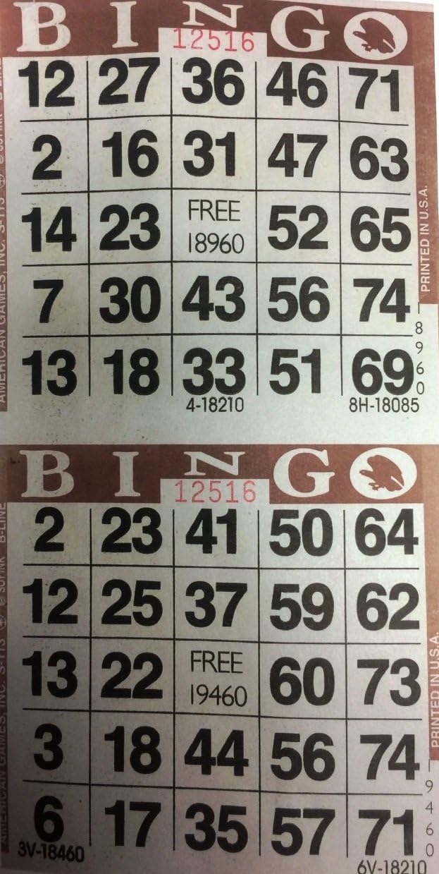 3000 Paper Bingo Cards-2 Cards per sheet-1500 Sheets [Choose Color Below]