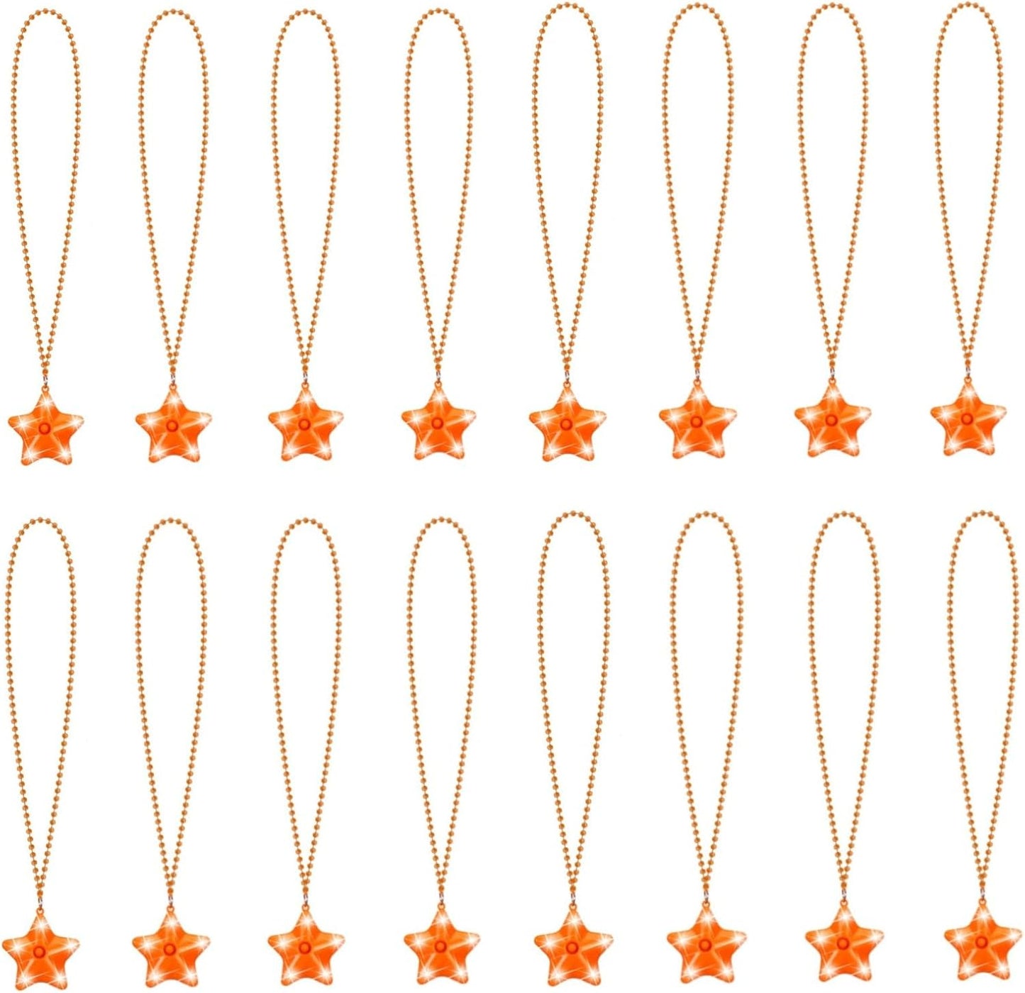16 Pack Light Up Necklaces Flashing Star Bead Necklaces Glow In The Dark Party Supplies for Weddings Birthday Valentines Mardi Gras July 4th Halloween Christmas