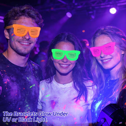Mega-L 12 Pcs Glow in The Dark Glasses, Glow in The Dark Party Supplies, Neon Fluorescent Blacklight Eyeglasses Party Favors, Glow Photo Booth Props Eyewear Accessories for Women, Men, Adult Halloween