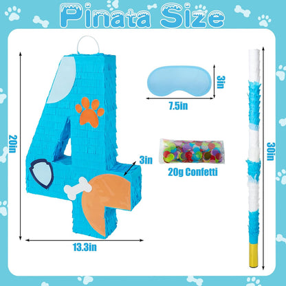 PCFING 20 Inch Dog Paw Number 1 Piñata with 30 Inch Piñata Stick Blindfold Confetti for Boy Girl Adults Birthday Party Decorations, Anniversary Celebration, Fiesta