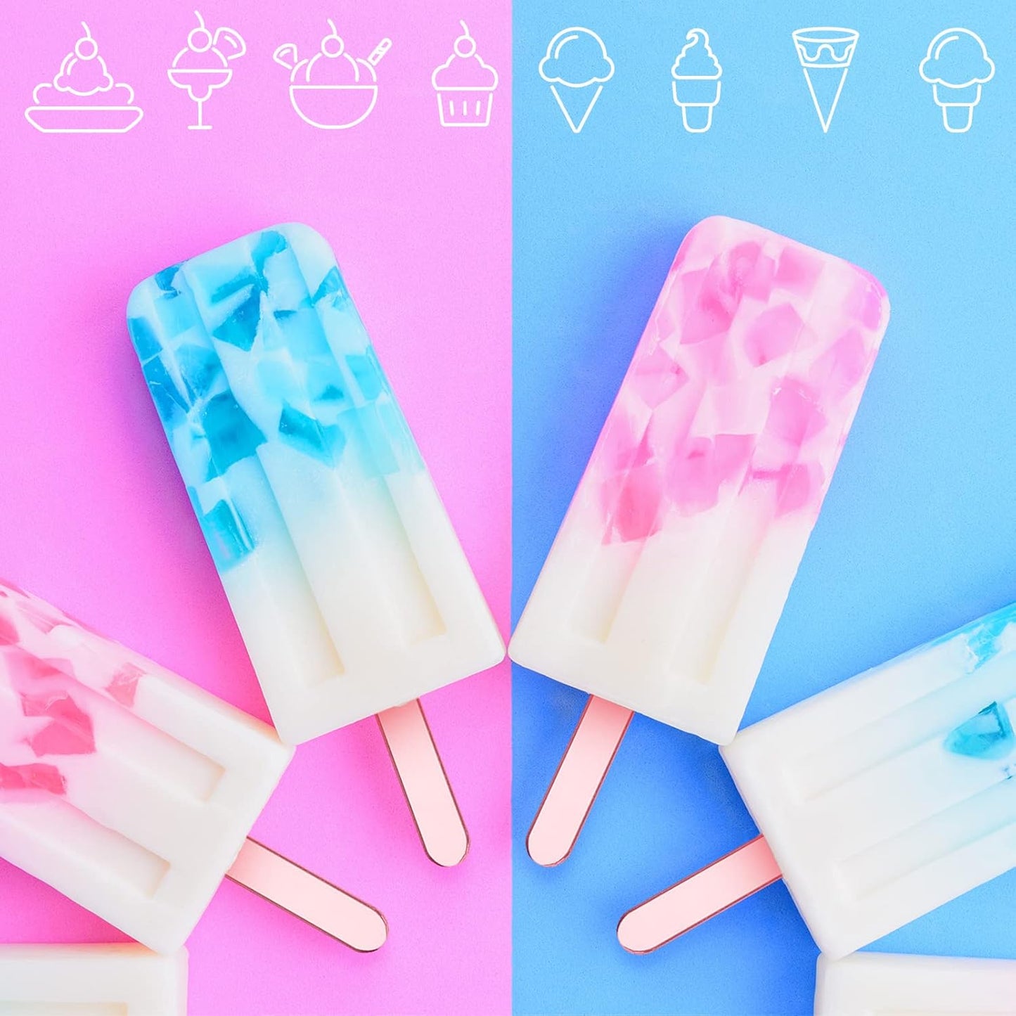 30 Pieces Acrylic Sticks Reusable Cakesicle Cake Pop Mold Mirror Ice Pop Sticks Ice Cream Cakesicle Mold for Home Cake Candy Gifts Party Craft