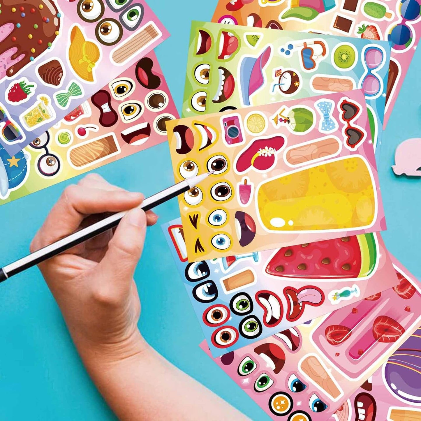 24 PCS Fairy Stickers for Kids, Make a Face Sticker with 8 Unique Designs Fairy, Frog, Mushroom, Make Your Own Stickers for Girls Birthday Party Favors, Goodie Bags, DIY Crafts