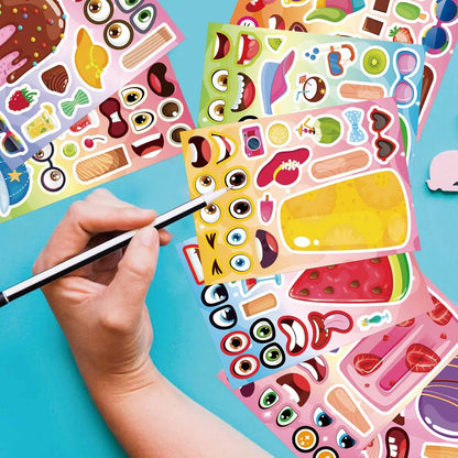 24 PCS Fairy Stickers for Kids, Make a Face Sticker with 8 Unique Designs Fairy, Frog, Mushroom, Make Your Own Stickers for Girls Birthday Party Favors, Goodie Bags, DIY Crafts
