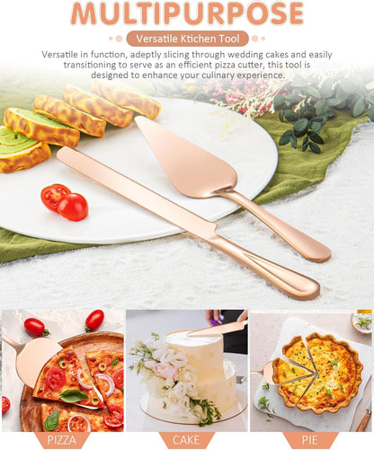 13-Inch Premium Cake Cutting Set for wedding，Exquisite Cake Knife and Server Set with Serrated Design, Ideal for Pastries, Pies, and Desserts (Silver)