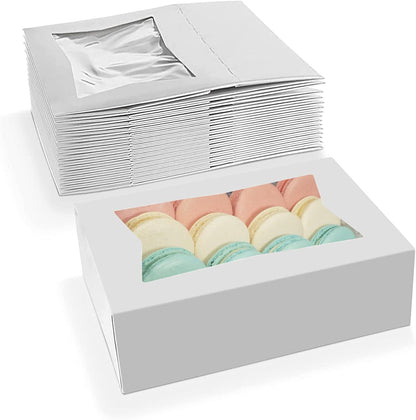 MT Products Cupcake Boxes 8" x 5.75" x 2.5" - Auto Pop-Up Bakery Boxes with Window (Pack of 25) - Made in the USA