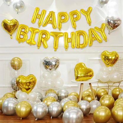 Happy Birthday Balloons Banner, Foil Balloon Personalized Name Letters Balloons Sign Birthday Party Decorations for Women Men Boys Girls Cream