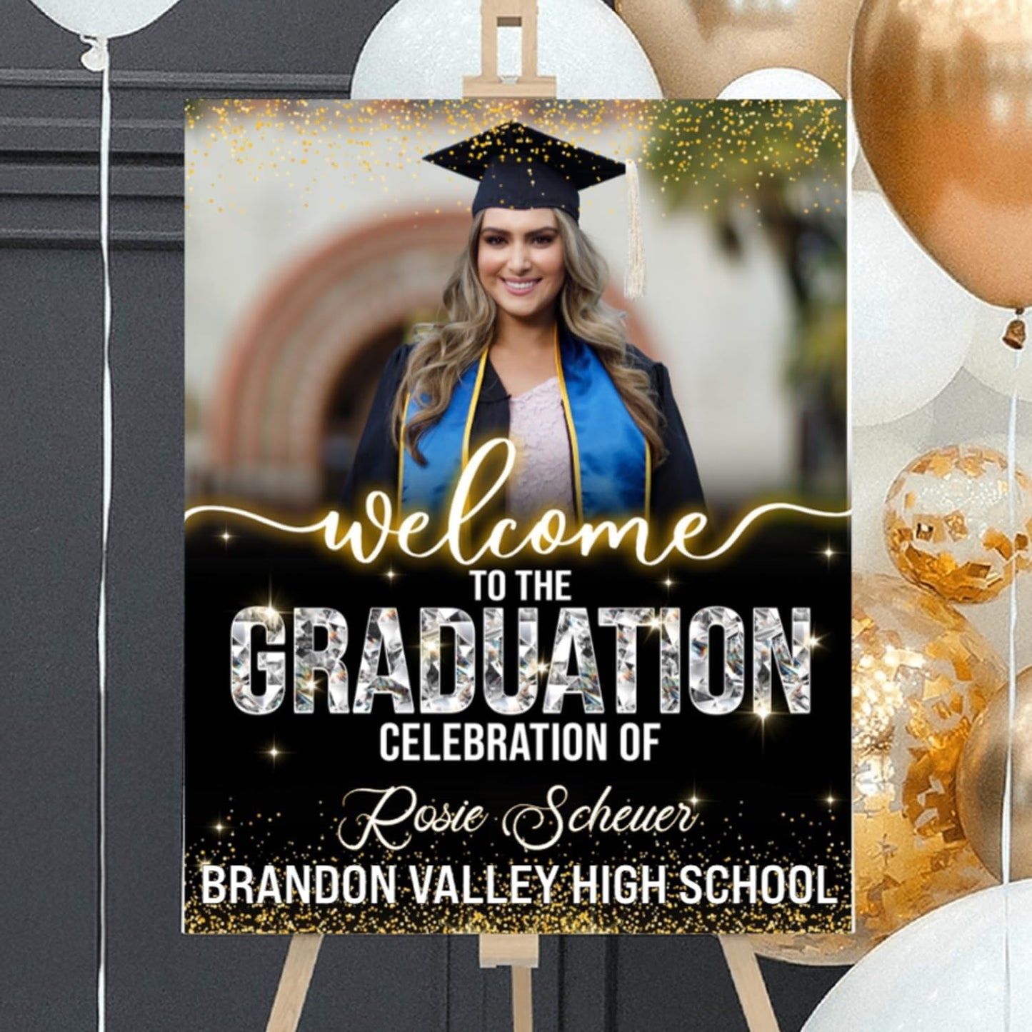 Graduation Party Welcome Sign, Photo Graduation Poster, Graduation Decorations, Grad Party Sign, Grad Welcome Sign, Graduation gift for best friend, Graduation gift for daughter, sister, brother - 1