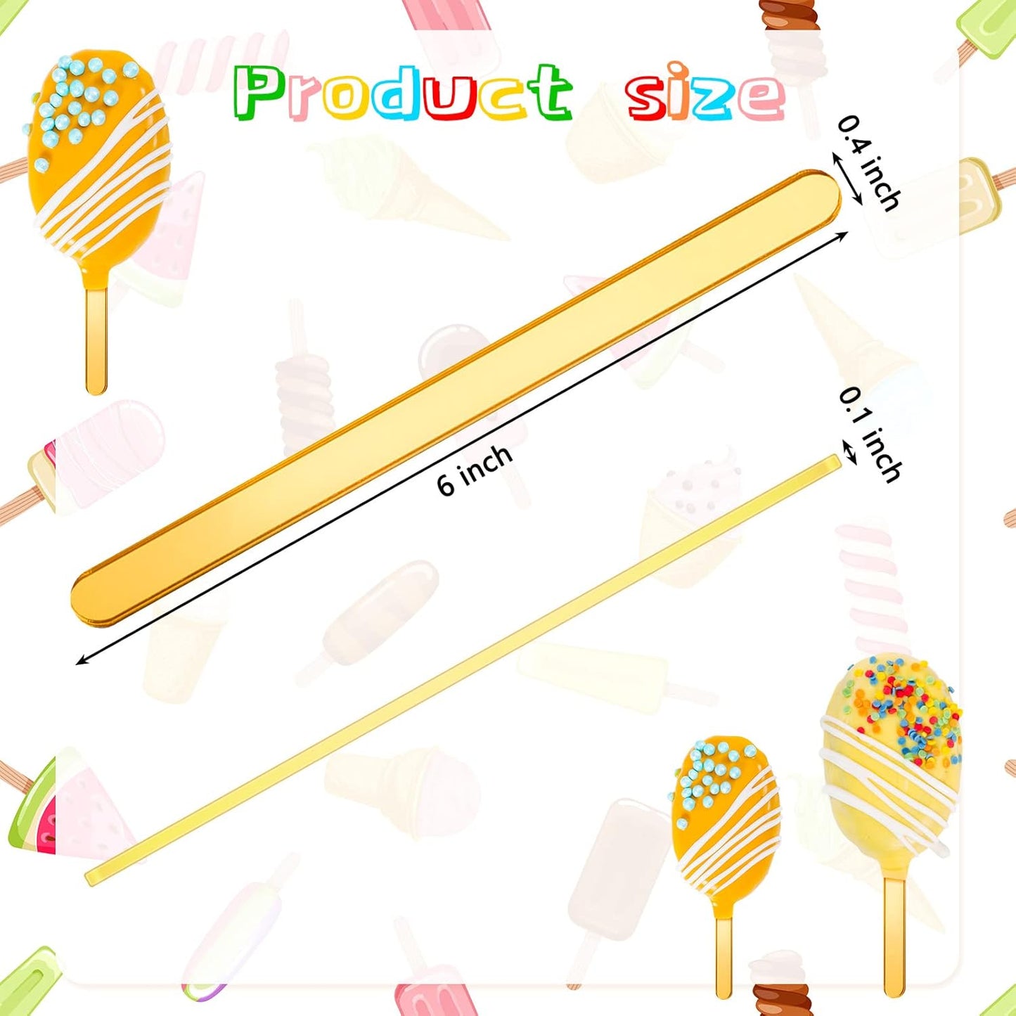 30 Pieces Acrylic Sticks Reusable Cakesicle Cake Pop Mold Mirror Ice Pop Sticks Ice Cream Cakesicle Mold for Home Cake Candy Gifts Party Craft