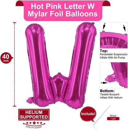 Lovoir 40 Inch Large Hot Pink Letter A Balloons Big Size Jumbo Mylar Foil Helium Balloon for Birthday Party Celebration Decorations Alphabet Hot Pink A
