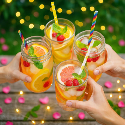 HAKACC 180PCS Paper Straws for Drinking, 9 Different Patterns Party Straws Disposable Drinking Straws for Birthday Wedding Holiday DIY Decorations