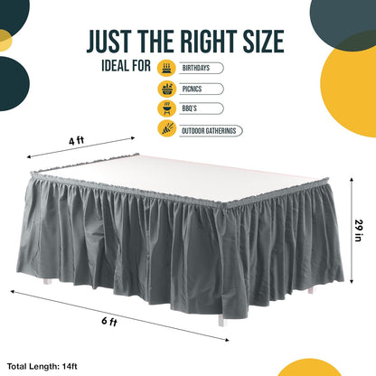 Exquisite Ruffle Table Skirt Pink 6 Pack 14 Ft Long Table Skirts for Rectangle Tables 6ft Plus or Round Tables Skirts with Adhesive Strip for Gender Reveal Decor & Happy Birthday Parties