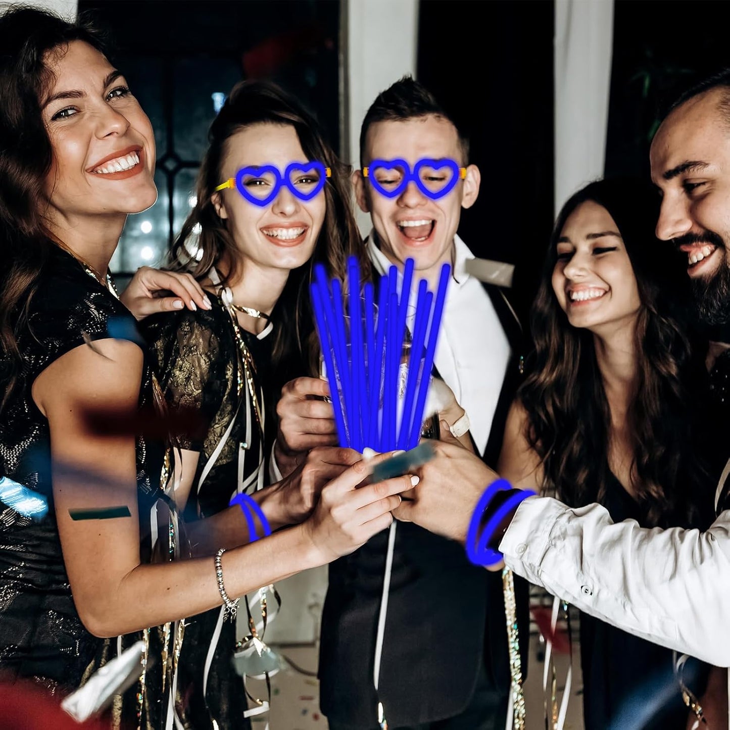 60 Pack 8” Purple Glow Sticks Bulk Bright Glow Sticks with 60 Connectors 20 Heart Glasses Glow In The Dark Party Supplies Neon Party Decorations Glow Bracelet Glasses for Carnival (Purple)