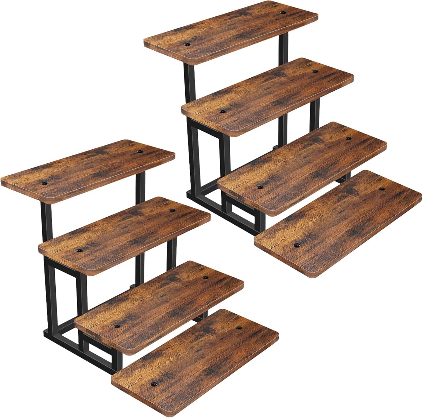 Lilybud--lily Cupcake Stand for 50 Cupcakes, 4 Tier Wooden Risers Display Stands Stepped Dessert Table Display Set with Metal Frame Tiered Tray Stand Serving Trays for Party Farmers Market Display