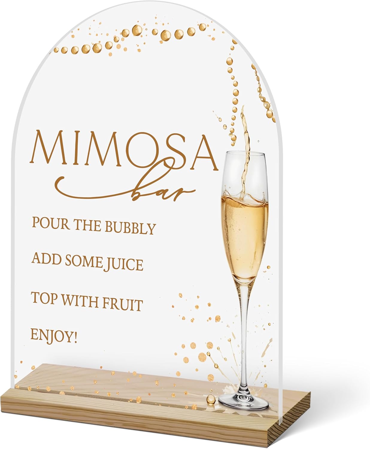Acrylic Arch Mimosa Bar Sign, Pink Bow Champagne Acrylic Mimosa Bar With Base Supplies For Baby Shower Bridal Shower, Birthday, Bachelorette Engagement Party, Welcome Sign For Table Party -A14