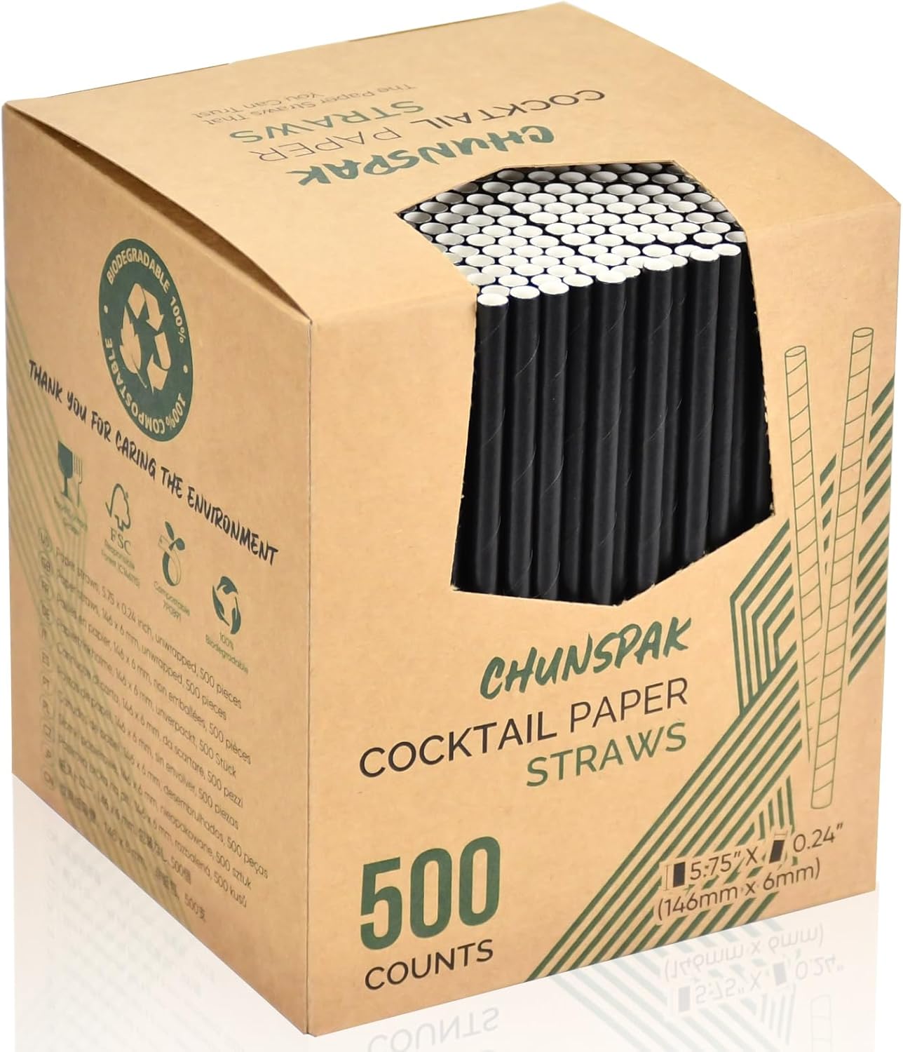 5.75 inch Orange Paper Cocktail Straws, Short Disposable Drinking Straws 500 Counts, Unwrapped - Compostable