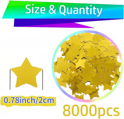 Rainbow Metallic Foil Star Confetti 0.78inch/2cm 8000PCS Table Confetti for Party Birthday Decoration or Filled Balloons