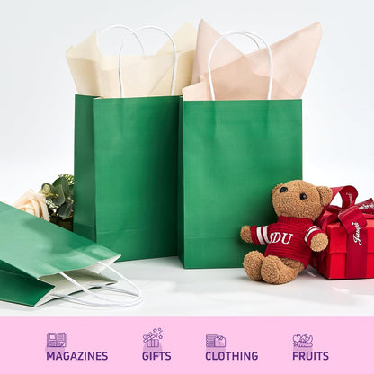 32 Pack Paper Gift Bags with Handles, 5.8"×3.2"×8.25" Party Favor Bags, Gift Bags, Small Gift Bags with Handles, Party Bags, Small Goodie Bags Bulk for Birthday, Crafts, Wedding, Party Supplies (8 Colors)