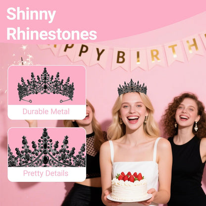 Tiara Crown for Women, Headband Hair Accessories for Birthday Wedding Party Costume Pink