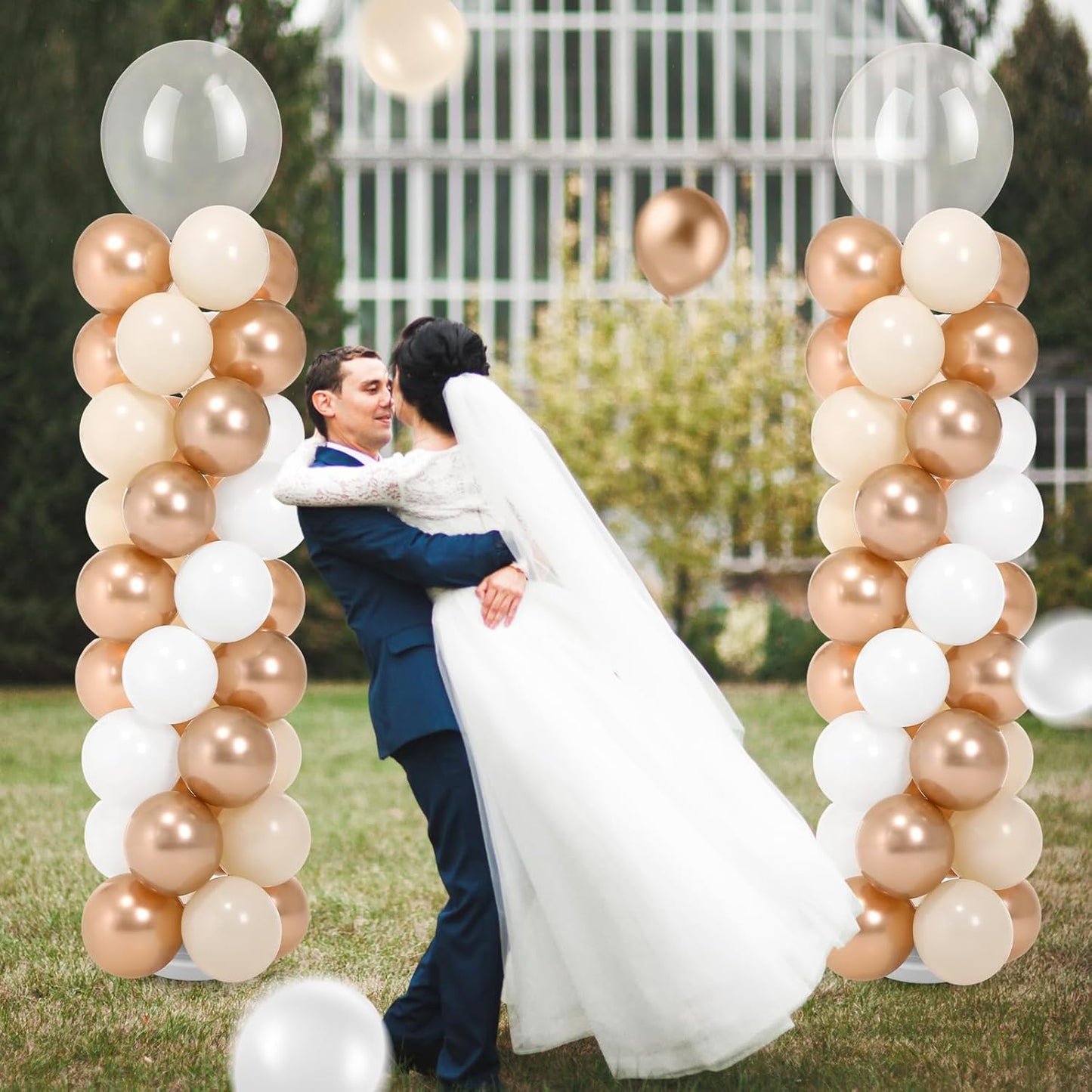 Jenaai 2 Sets 163 Pcs Pink Metallic Rose Gold Balloons Column Stand Kit Bridal Party Latex Balloons Adjustable Tower Stand for Graduation Bridal Shower Wedding Engagement Mothers Day Birthday Decor