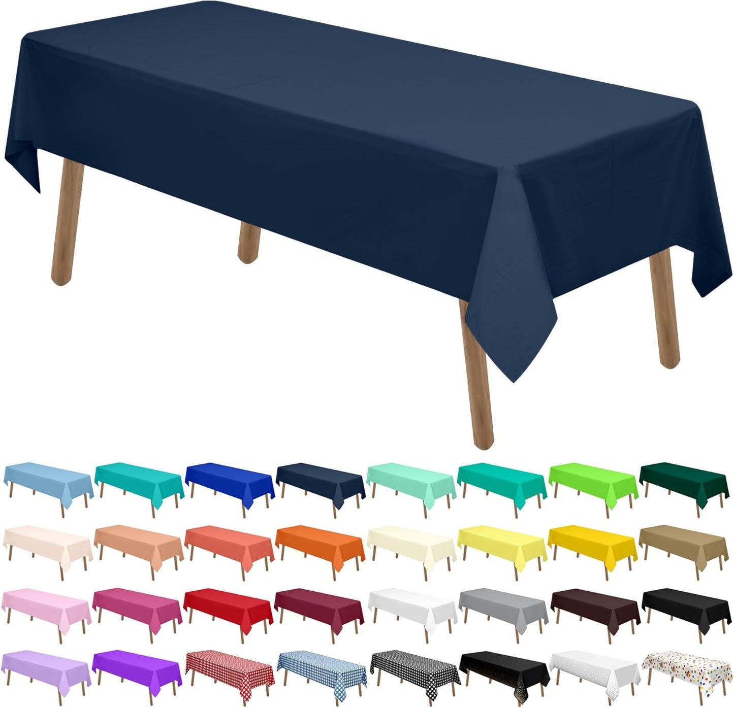 PARTY ULYJA White Plastic Tablecloths 2 Pack Disposable Table Covers 54 x 108 Inch Bridal Shower PEVA Vinyl Table Cloths for Picnic Birthday Wedding Banquet Parties 8 ft Rectangle Table Use