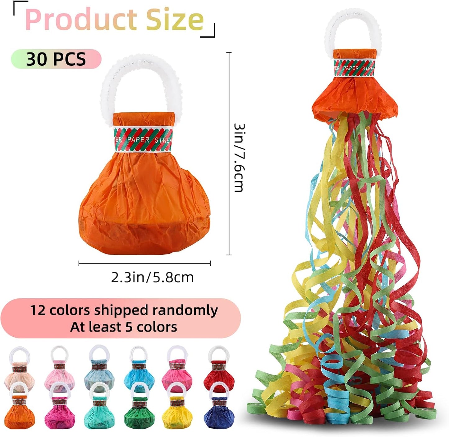 10 Pack Streamers Poppers, Hand Throw Party Poppers, Colorful No Mess Confetti Poppers, Magic Paper Crackers for Birthday Wedding Celebrations School Opening Graduation