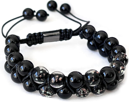 ARTSY Crafts Glow in The Dark Firefly Beads Bracelets, 7 Chakras Crystal Mermaid Glass Beaded Bracelets for Anti Anxeity Healing Energy Money Wealth Abundance Stackable Bangle Wristband
