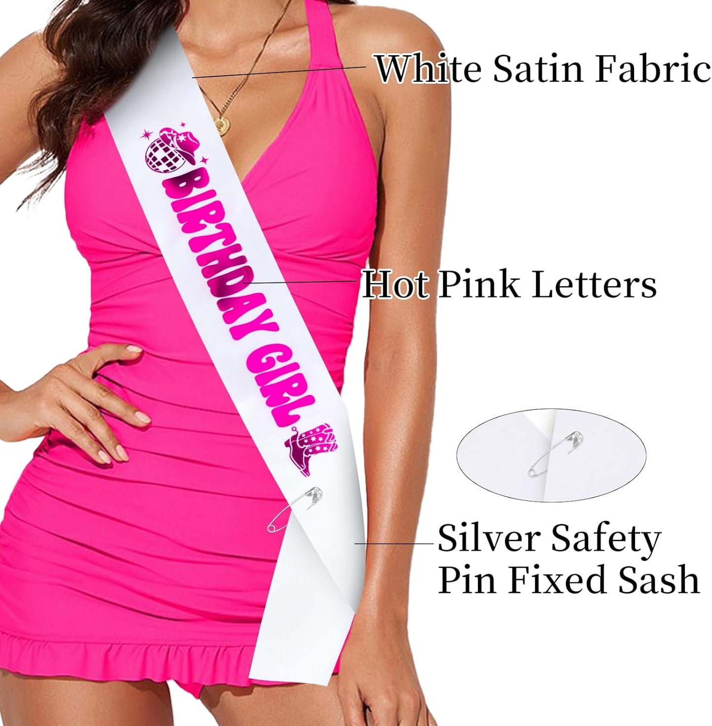 It's My Birthday Sash Black Glitter Sash with Hot Pink Foil Happy Birthday Decorations for Women Girls Men Boys Black Party Decorations