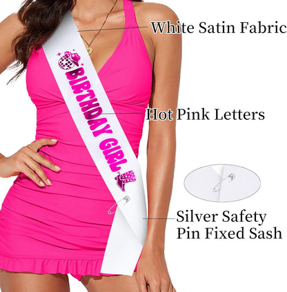 It's My Birthday Sash Black Glitter Sash with Hot Pink Foil Happy Birthday Decorations for Women Girls Men Boys Black Party Decorations