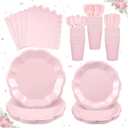 NatNarr 175 Pcs Sage Green Plates and Napkins Set, 25 Guest Sage Green Party Supplies Include Scalloped Paper Plate Napkin Cup Forks Knives Disposable Plastic Cutlery for Wedding Baby Shower Birthday