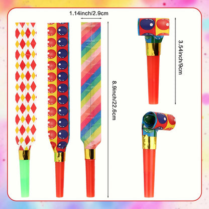 30 PCS Party Blower Blowouts Noisemakers, Funny Birthday Blow Horns Colorful Blowouts Whistles for Kids Adults Carnival Birthday Party Graduations Party Celebration Supplies