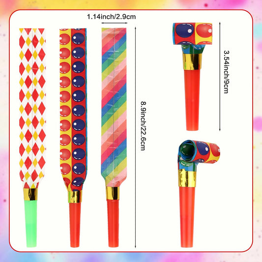 30 PCS Party Blower Blowouts Noisemakers, Funny Birthday Blow Horns Colorful Blowouts Whistles for Kids Adults Carnival Birthday Party Graduations Party Celebration Supplies