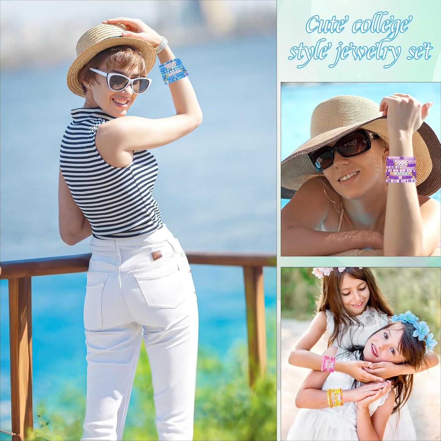LUYI 32 Pcs Preppy Jewelry Bracelets for Women Clay Bead Colorful Surfer Heishi Bracelet Set Stackable Beaded Friendship Stretch Bracelets Boho Y2K Summer Beach Elastic Layering Bracelets