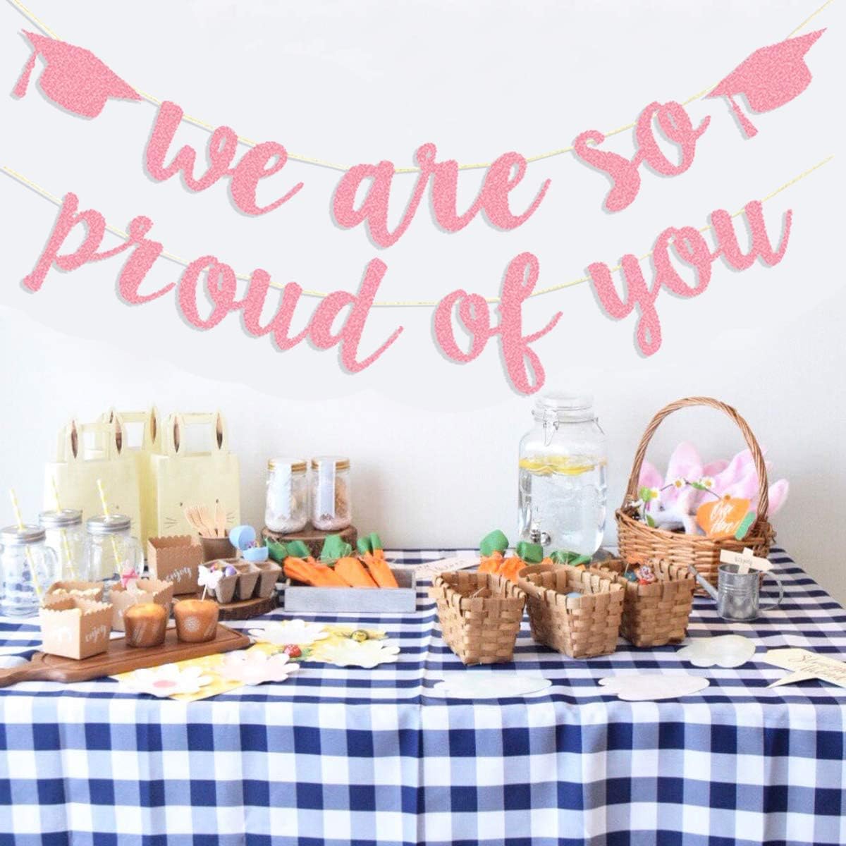 2026 Graduation Banners Party Decorations, Black Glitter We are So Proud of You Graduation Banners Garland for Congratulation Graduations Party Supplies, School, Home, Car Decorations