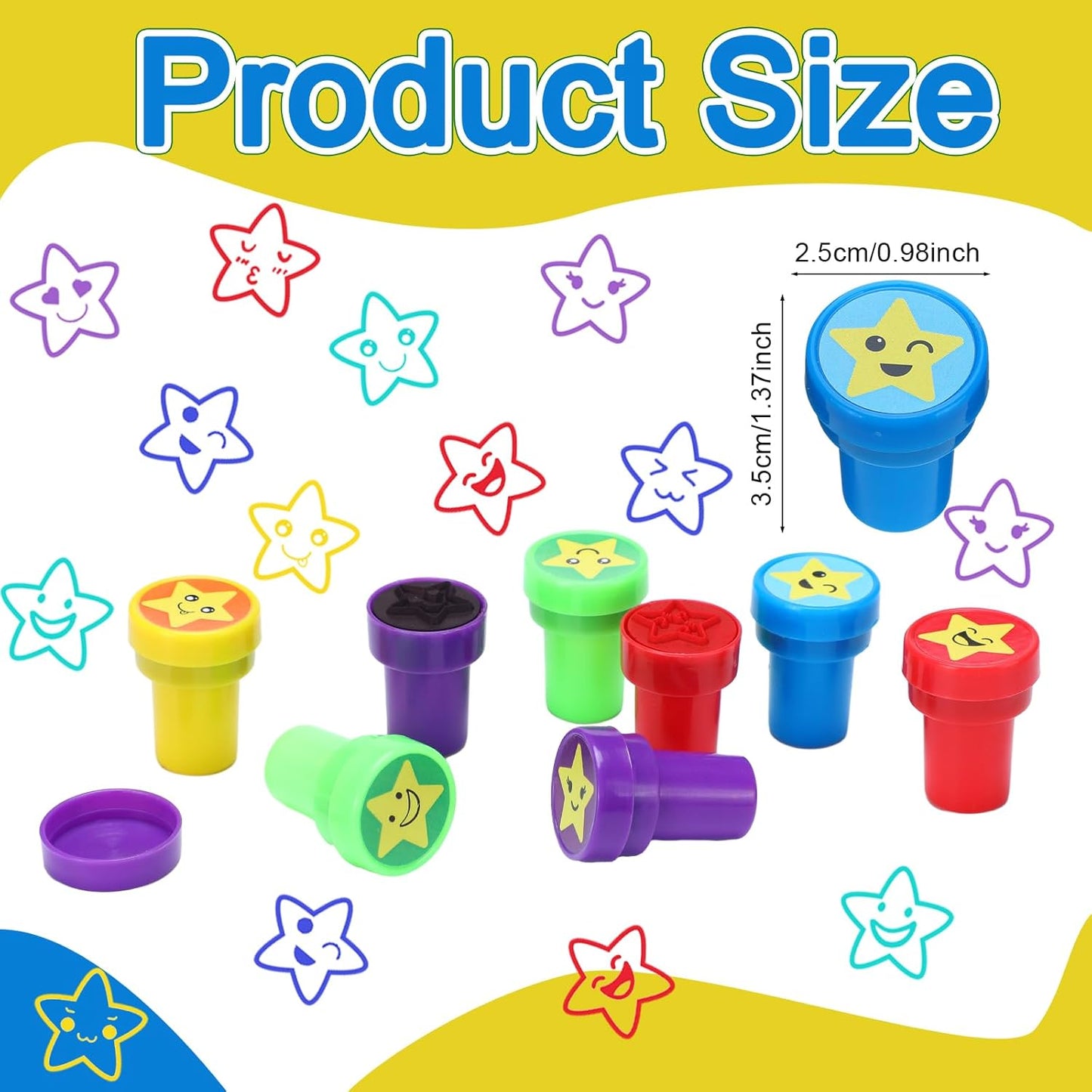Yexiya 100 Pcs Star Stampers Mood Expressions and Comments Photosensitive Teacher Review Stamps Bulk Education Review School Prizes Supplies and Party Favors