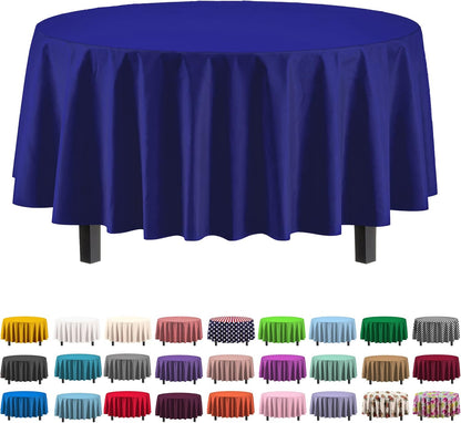 12-Pack Premium Plastic Tablecloth 54in. x 108in. Rectangle Table Cover - Dark Blue - Colors B