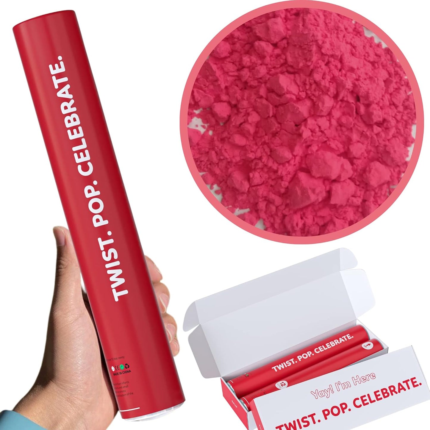 Rainbow Powder Cannons Smoke Bombs Biodegradable Poppers | Assorted 6 Pack | Launch 25 ft | 12 inch | Decorations For Photoshoots, Gender Reveal, Celebrations, Festivals, Parties | TUR Party Supplies