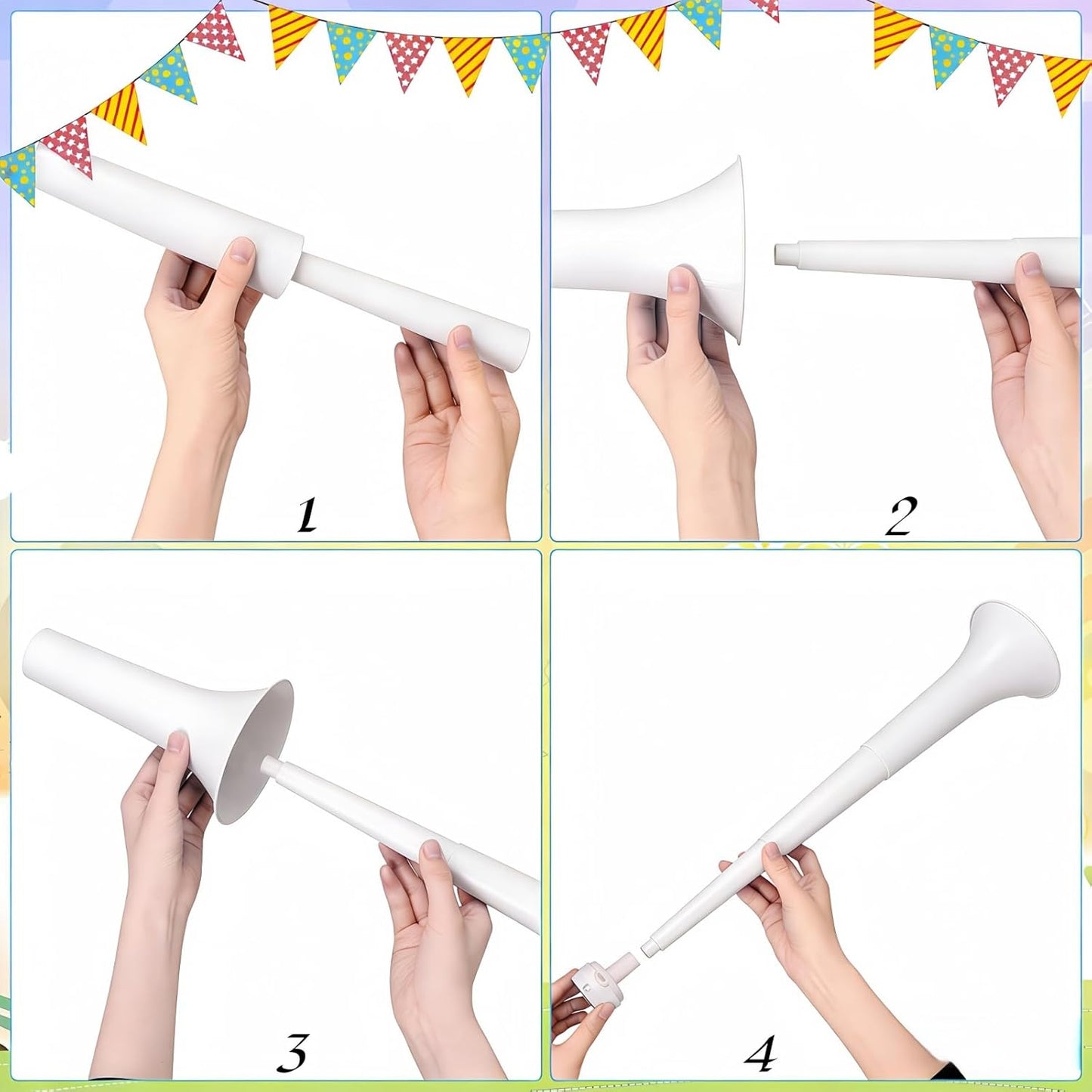 6 Pcs Stadium Horn for Adult, 21 Inch Vuvuzela Plastic Collapsible Cheering Trumpets for Sporting Events Football Carnival Party, Red