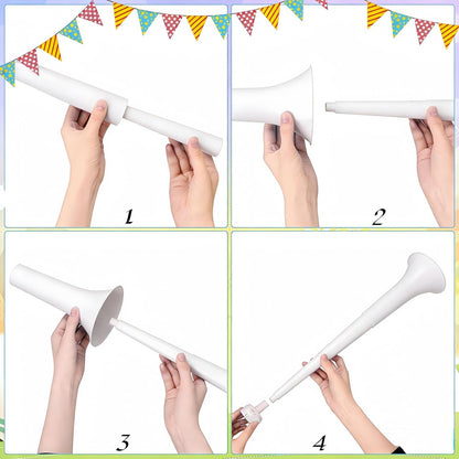 6 Pcs Stadium Horn for Adult, 21 Inch Vuvuzela Plastic Collapsible Cheering Trumpets for Sporting Events Football Carnival Party, Red